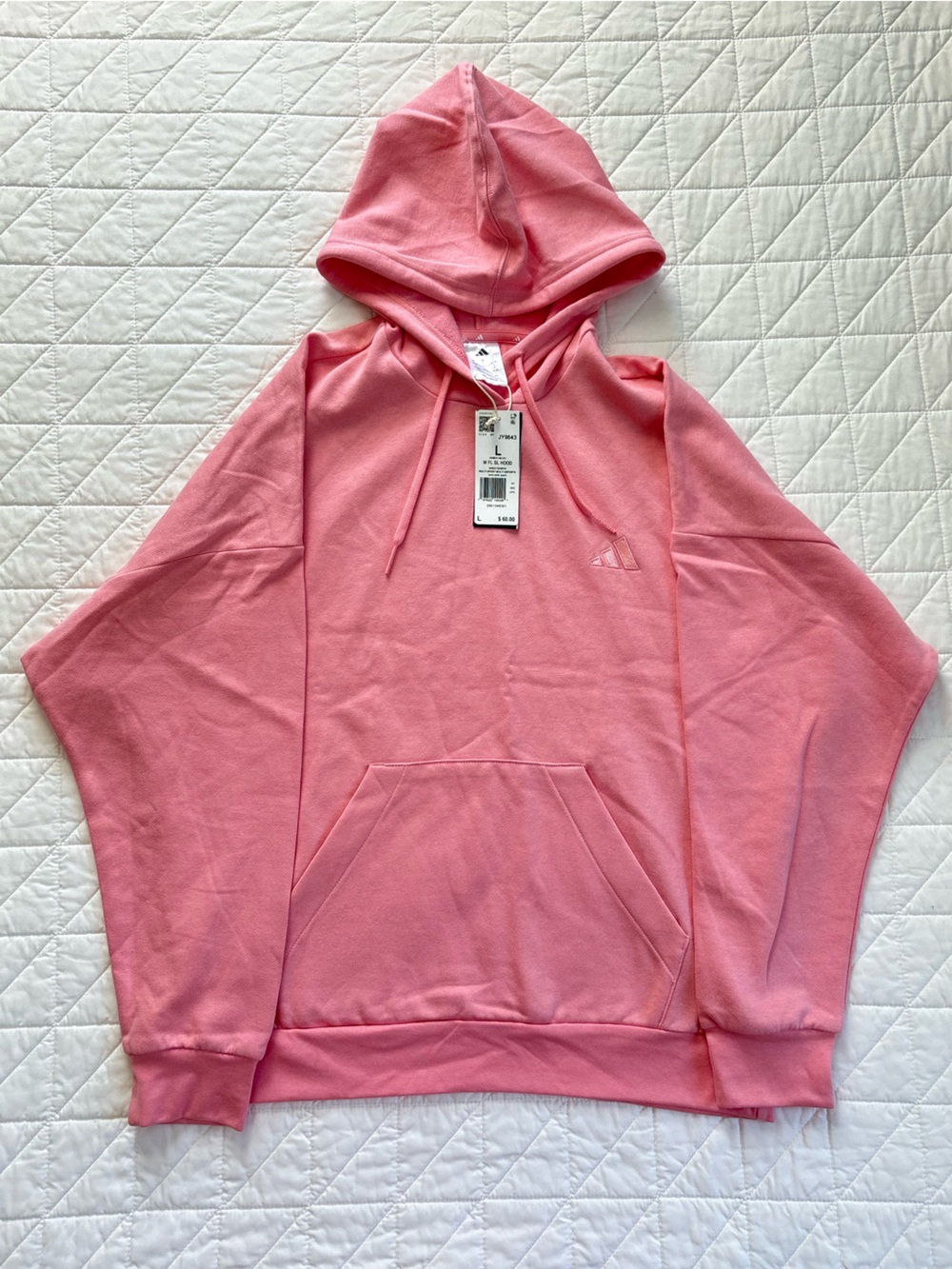 Adidas Pink Women's Pullover Hoodie Minimalist Y2K - Size Large NWT